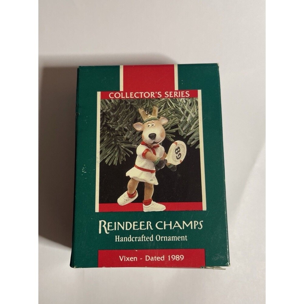 1989 Hallmark Keepsake REINDEER CHAMPS Vixen Playing Tennis Ornament #4